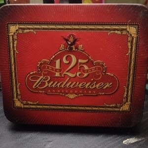 Budweiser Red and Gold 125th Anniversary Tin